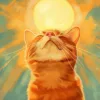 Illustration einer Katze mit der Sonne im Hintergrund