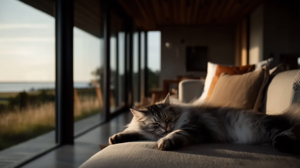 a siberian cat in a modern house
